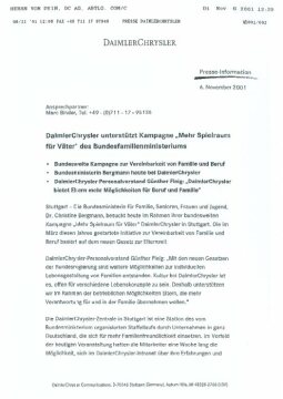 Presseinformationen 6. November 2001