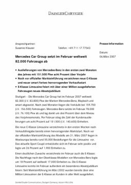 Presseinformationen 6. März 2007