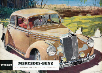 Mercedes-Benz Typ 220 Limousine, 1951-54; Titelblatt des Prospekts von 1951 mit einer Zeichnung von Walter Gotschke.