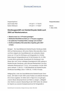 Presseinformationen 7. März 2006