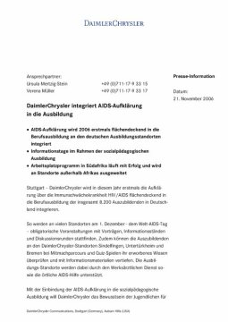 Presseinformationen 21. November 2006