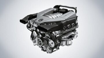 AMG 6.3-Liter V8 Motor. Das M 159 genannte Triebwerk basiert auf dem M 156 Motor.