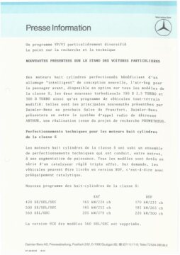 Presseinformationen 11. September 1987 (Französisch)