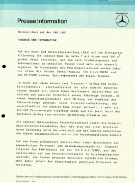 Presseinformationen Oktober 1987