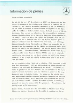 Presseinformationen 1. Oktober 1987 (Spanisch)