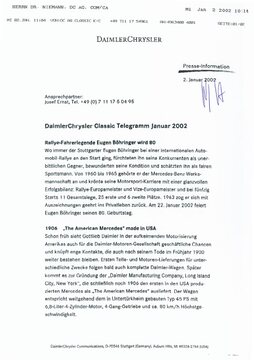 Presseinformationen 2. Januar 2002