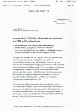 Presseinformationen 10. Juni 2002