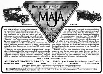 Advertisement for "Maja" car, 1907