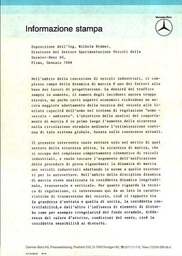 Presseinformationen Januar 1988 (Italienisch)