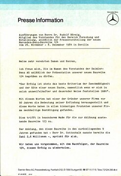 Presseinformationen 26. November 1984