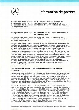 Presseinformationen 26. September 1988 (Französisch)