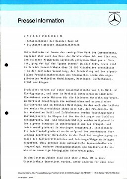 Presseinformationen 8. Oktober 1988