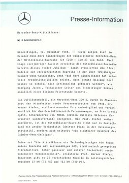 Presseinformationen 19. Dezember 1988