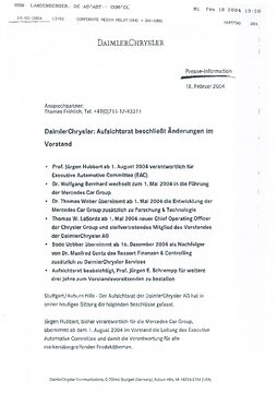 Presseinformationen 18. Februar 2004