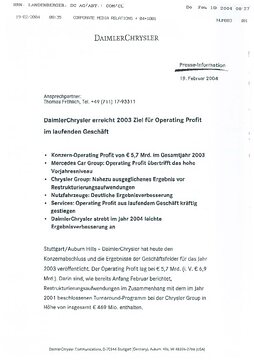 Presseinformationen 19. Februar 2004