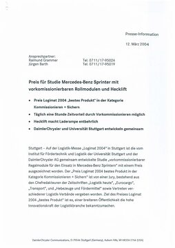 Presseinformationen 12. März 2004