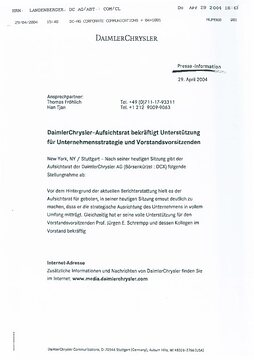 Presseinformationen 29. April 2004