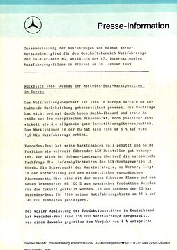 Presseinformationen 10. Januar 1989