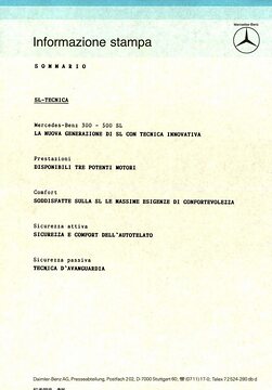 Presseinformationen Februar 1989 (Italienisch)