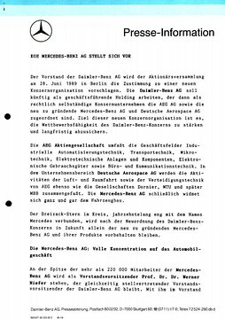 Presseinformationen 1989