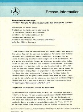 Presseinformationen 7. Juni 1989