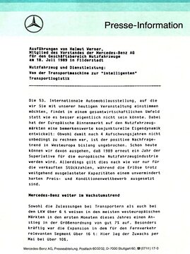 Presseinformationen 18. Juli 1989