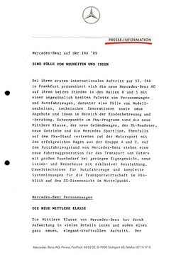 Presseinformationen 14. September 1989