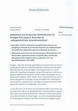 Presseinformationen 16. Dezember 2005