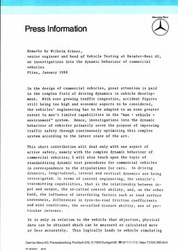 Press Information January, 1988