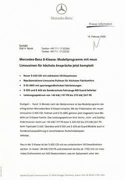 Presseinformationen 14. Februar 2000