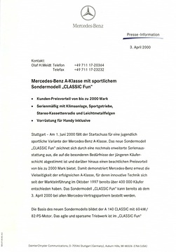 Presseinformationen 3. April 2000