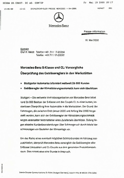 Presseinformationen 19. Mai 2000