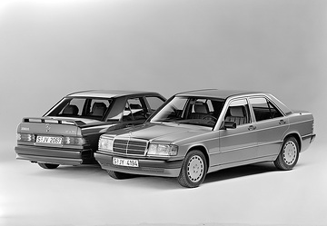 Mercedes-Benz 190 D - 190 E 2.6, W 201 II series. Generation: The Mercedes-Benz 190 model series is visually and technically refined in the 1989 model year. The sportiest model is now called 190 E 2.5-16, has a displacement of 2.5 litres, produces 195 hp (143 kW) and reaches a top speed of 230 km/h.