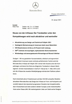 Presseinformationen 24. Januar 2001