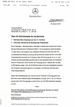 Presseinformationen 30. Januar 2001