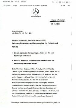 Presseinformationen 23. April 2001