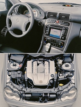 Mercedes-Benz C 32 AMG Limousine, Baureihe 203, 2001 - 2003, Brillantsilber Metallic (744), Glas-Schiebe-Hebe-Dach mit Positionierungsautomatik (Sonderausstattung). V6-Kompressormotor M 112 K, 3.199 cm³, 260 kW/354 PS, AMG SPEEDSHIFT 5-Gang-Automatikgetriebe.