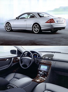 Mercedes-Benz CL 65 AMG, model series 215, 2003 - 2005. New V12 biturbo engine M 275, 5980 cc, 450 kW/612 hp, maximum torque electronically limited to 1000 Nm (at 2000 - 4000 rpm), brilliant silver metallic (744). AMG SPEEDSHIFT 5-speed automatic transmission with steering wheel gearshift. AMG sports suspension, 19-inch AMG twin-spoke light-alloy wheels, AMG high-performance brake system, AMG sports seats with Exclusive nappa leather, glass sliding sunroof, AMG instrument cluster with 360 km/h scale (standard equipment).