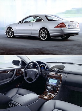 Mercedes-Benz CL 65 AMG, Baureihe 215, 2003 - 2005. Neuer V12-Biturbomotor M 275, 5.980 cm³, 450 kW/612 PS, maximales Drehmoment elektronisch auf 1.000 Nm begrenzt (bei 2.000 - 4.000/min), Brillantsilber metallic (744). AMG SPEEDSHIFT 5-Gang-Automatikgetriebe mit Lenkradschaltung. AMG Sportfahrwerk, 19-Zoll AMG Leichtmetallräder im Doppelspeichen-Design, AMG Hochleistungs-Bremsanlage, AMG Sportsitzanlage mit Leder Nappa Exklusiv, Schiebe-Hebe-Dach in Glasausführung, AMG Kombiinstrument mit 360 km/h-Skala (Serienausstattungen).