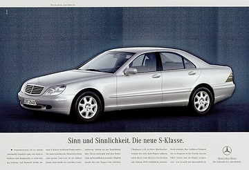 Mercedes-Benz S-Class, model series 220, double-page advert, series with the motto "Sense and Sensuality", no. 81.126 from 1998.