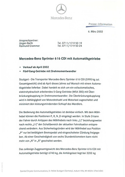 Presseinformationen 6. März 2002