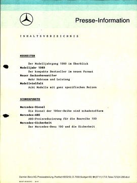 Presseinformationen August 1989