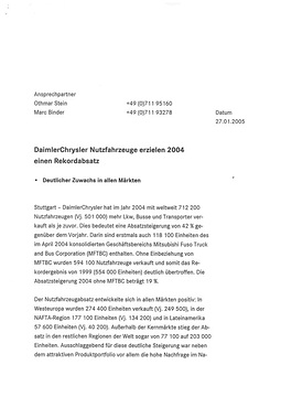 Presseinformationen 27. Januar 2005