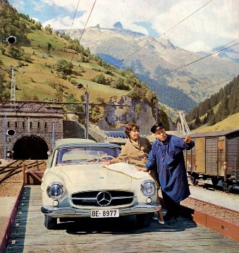 Mercedes-Benz 190 SL (W 121), Lötschberg (Schweiz) im Jahr 1955