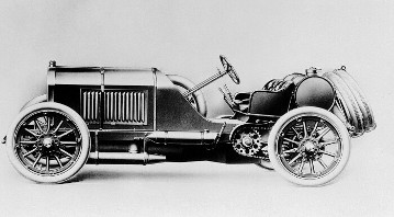 Mercedes 120 PS Rennwagen, 1908. Siegerfahrzeug in der Kategorie: Rennwagen ohne Beschränkung.