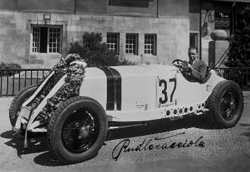 Rudolf Caracciola at the Salzufer dealership of Daimler-Benz AG in Berlin-Charlottenburg. Rudolf Caracciola drove a Mercedes-Benz SSKL racing sports car (start number 37) to victory in the Avus race in Berlin, August 2, 1931.