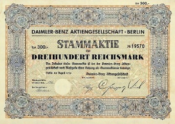 Daimler-Benz ordinary share over 300 Reichsmark, Berlin, August 1934