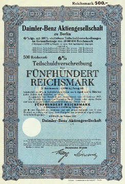 Daimler-Benz partial bond - 6 % bond loan over 500 Reichsmarks, 1927