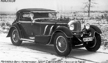 Mercedes-Benz type SSK, cabriolet A, production from 1928 to 1932. 
Bodywork "Papler".