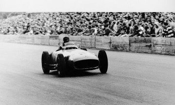 Großer Preis der Schweiz, Bremgarten, Bern, 22.08.1954. Hans Herrmann (Startnummer 6) mit einem Mercedes-Benz W 196 R Monoposto. Herrmann belegte den 3. Platz.